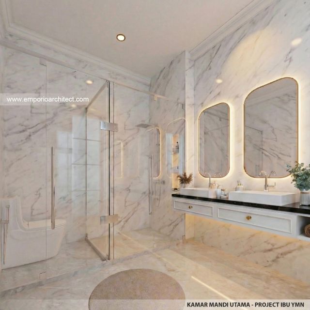 Desain Kamar Mandi Utama Rumah Klasik 1 Lantai Ibu YMN di Ternate, Maluku Utara