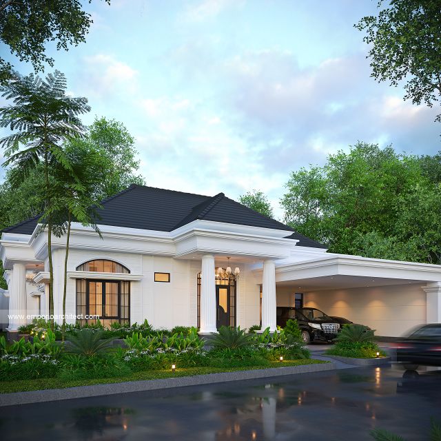 Desain Tampak Depan 3 Rumah Klasik 1 Lantai Ibu YMN di Ternate, Maluku Utara