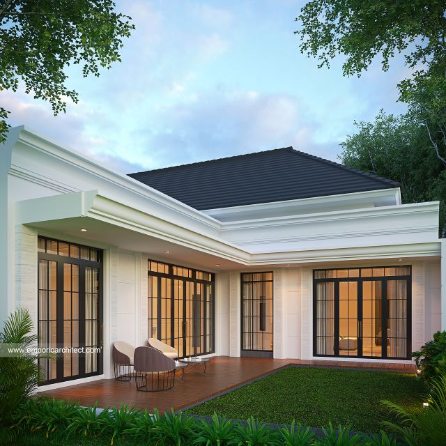 Desain Tampak Belakang Rumah Klasik 1 Lantai Ibu YMN di Ternate, Maluku Utara