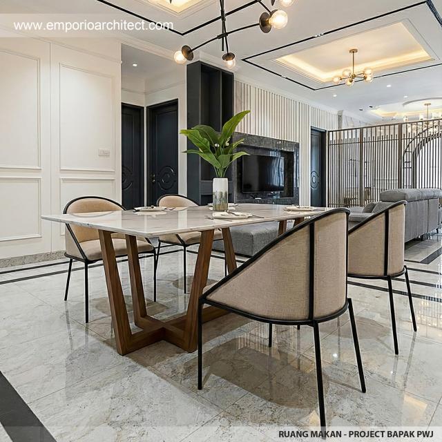 Desain Ruang Makan Rumah Klasik 1 Lantai Bapak PWJ di Lampung