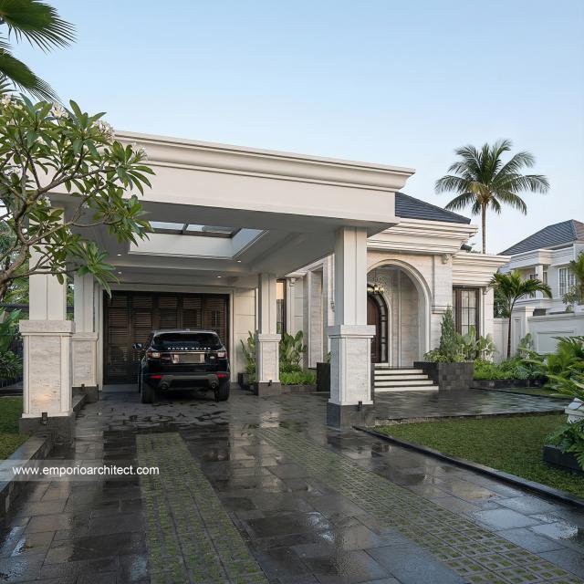 Desain Tampak Depan 2 Rumah Klasik 1 Lantai Bapak PWJ di Lampung