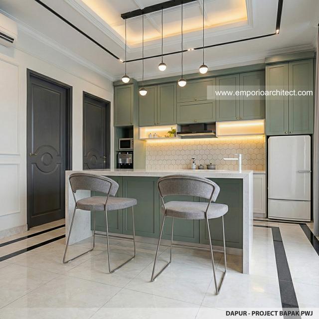 Desain Dapur Rumah Klasik 1 Lantai Bapak PWJ di Lampung