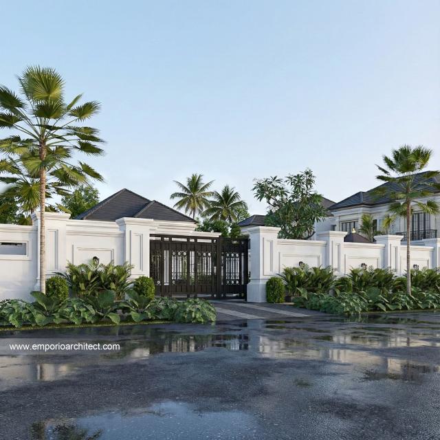 Desain Tampak Depan Dengan Pagar Rumah Klasik 1 Lantai Bapak PWJ di Lampung