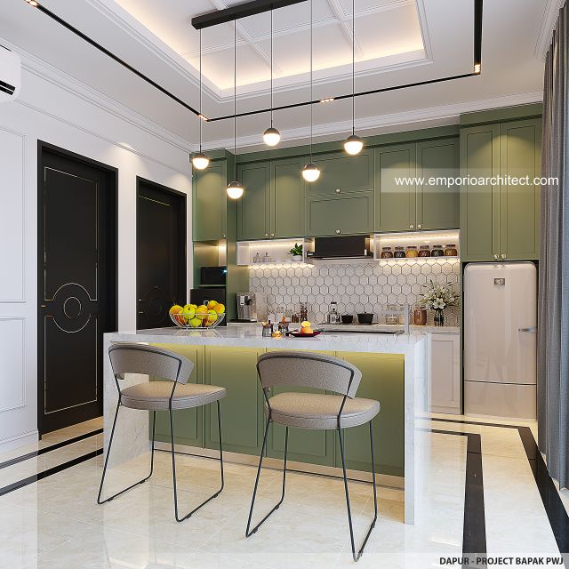 Desain Dapur Rumah Klasik 1 Lantai Bapak PWJ di Lampung