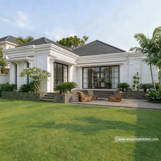 Desain Tampak Belakang Rumah Klasik 1 Lantai Bapak PWJ di Lampung