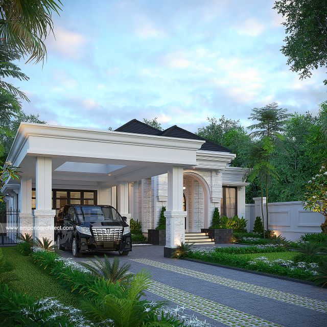 Desain Tampak Depan 3 Rumah Klasik 1 Lantai Bapak PWJ di Lampung