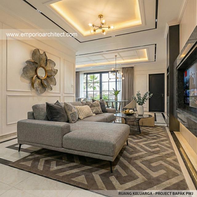 Desain Ruang Keluarga Rumah Klasik 1 Lantai Bapak PWJ di Lampung