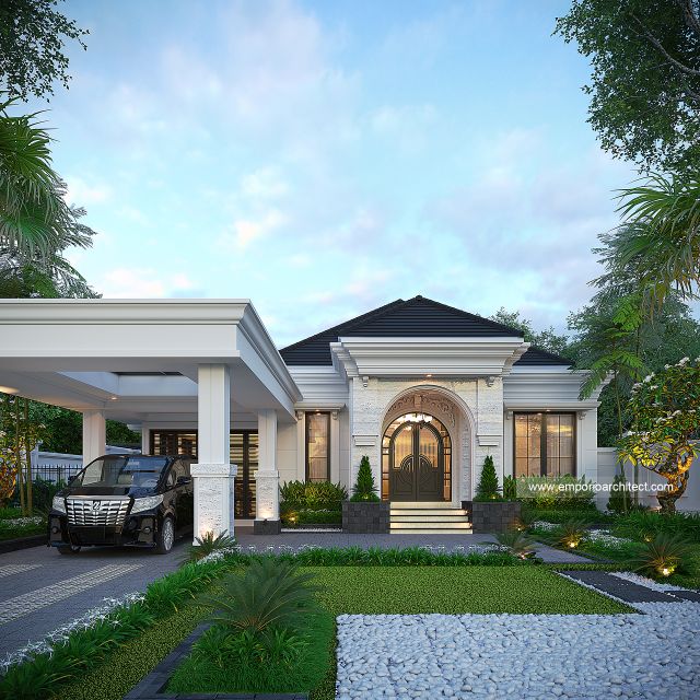 Desain Tampak Depan Rumah Klasik 1 Lantai Bapak PWJ di Lampung
