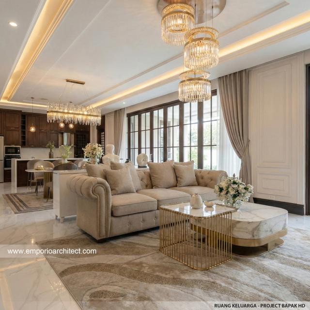 Desain Ruang Keluarga Rumah Klasik 1 Lantai Bapak HD di Sleman