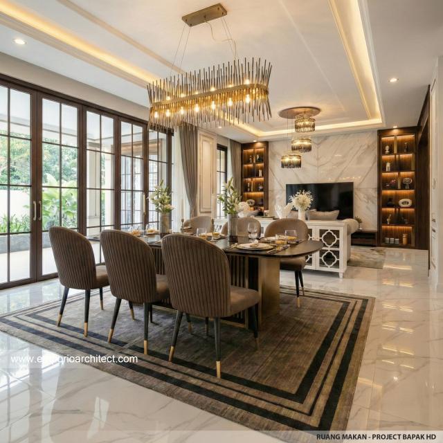Desain Ruang Makan Rumah Klasik 1 Lantai Bapak HD di Sleman