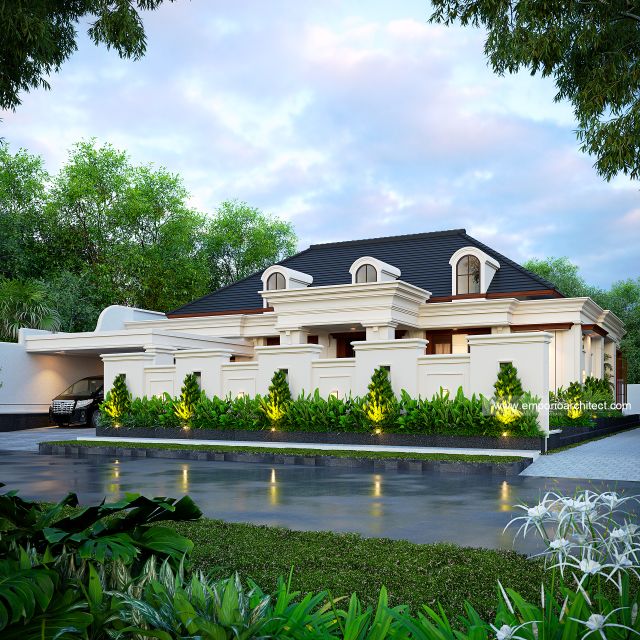 Desain Tampak Depan Dengan Pagar Rumah Klasik 1 Lantai Bapak HD di Sleman