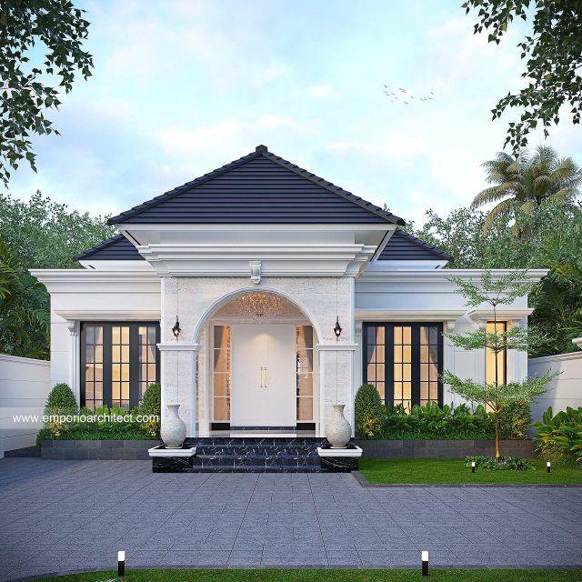 Desain Tampak Depan 3 Rumah Klasik 1 Lantai Ibu SLV di Palembang