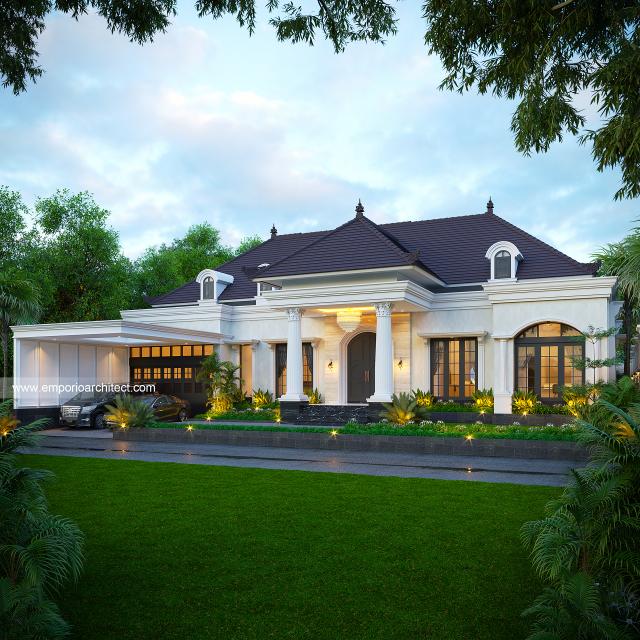 Desain Tampak Depan 2 Rumah Klasik 1 Lantai Bapak AO di Malang