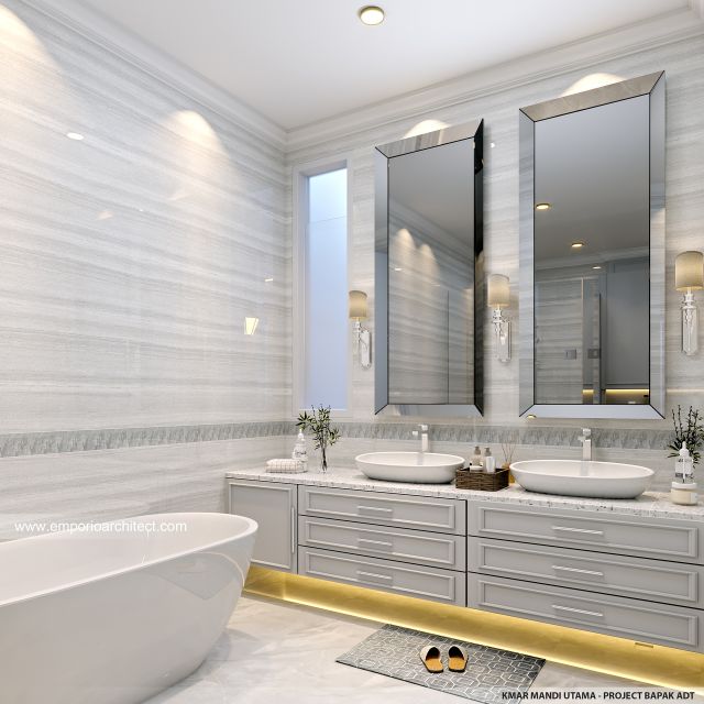 Desain Kamar Mandi Utama Rumah Klasik 1 Lantai Bapak ADT di Jambi