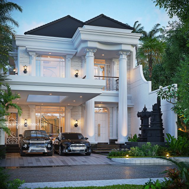 Desain Tampak Depan 3 Rumah Klasik 2 Lantai Ibu ALR di Denpasar, Bali