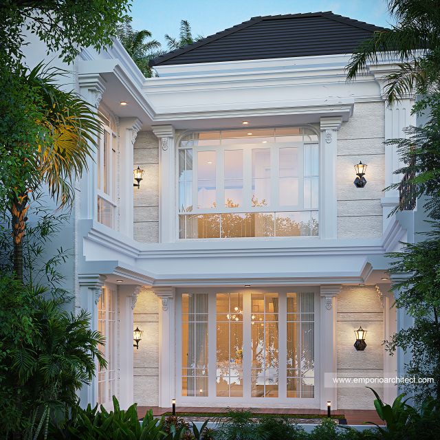 Desain Tampak Belakang Rumah Klasik 2 Lantai Ibu ALR di Denpasar, Bali
