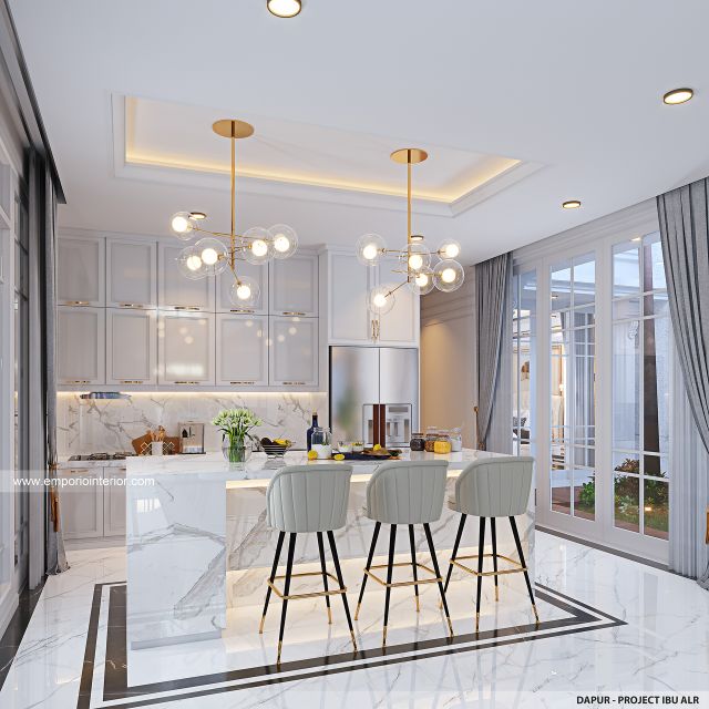 Desain Dapur Rumah Klasik 2 Lantai Ibu ALR di Denpasar, Bali