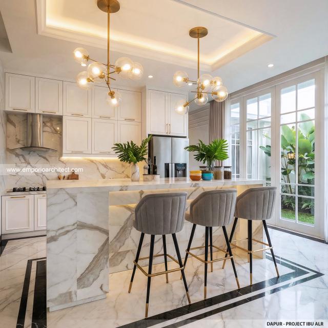 Desain Dapur Rumah Klasik 2 Lantai Ibu ALR di Denpasar, Bali