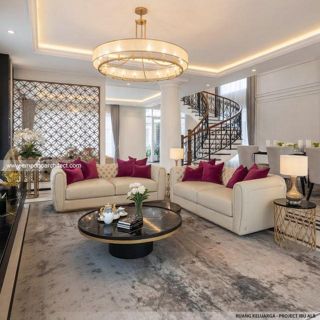 Desain Ruang Keluarga Rumah Klasik 2 Lantai Ibu ALR di Denpasar, Bali