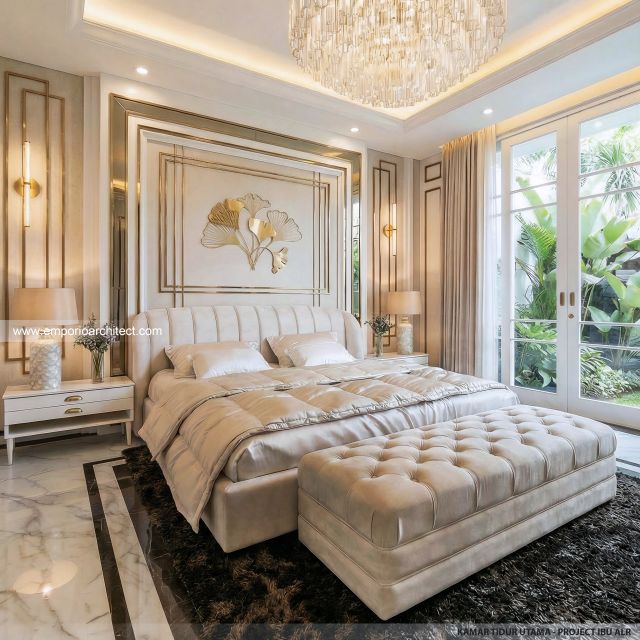 Desain Kamar Tidur Utama Rumah Klasik 2 Lantai Ibu ALR di Denpasar, Bali