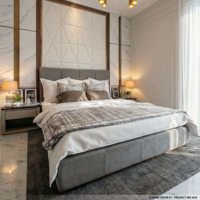 Desain Kamar Tidur 1 Rumah Klasik 2 Lantai Ibu ALR di Denpasar, Bali