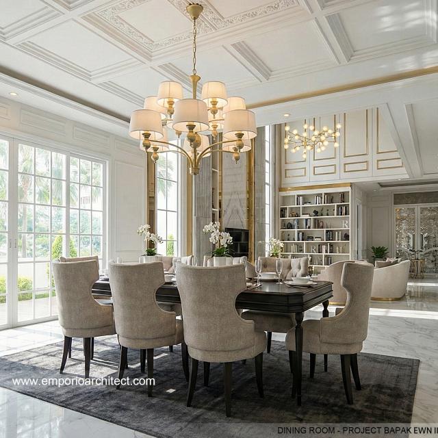 Desain Ruang Makan Rumah Klasik 2 Lantai Bapak EWN II di Banten