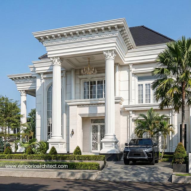 Desain Tampak Samping 2 Rumah Klasik 2 Lantai Bapak EWN II di Banten