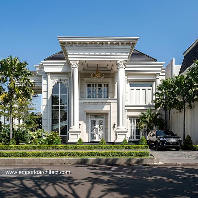 Desain Tampak Samping Rumah Klasik 2 Lantai Bapak EWN II di Banten