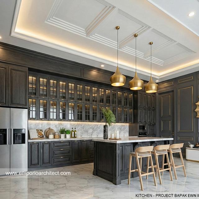 Desain Dapur Rumah Klasik 2 Lantai Bapak EWN II di Banten