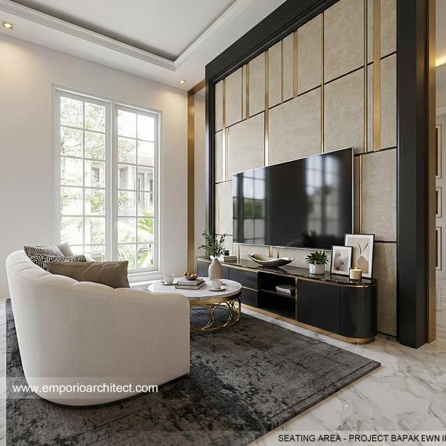 Desain Ruang Duduk Rumah Klasik 2 Lantai Bapak EWN II di Banten