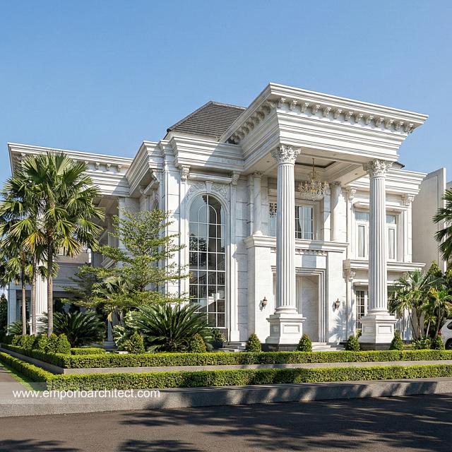 Desain Tampak Samping 3 Rumah Klasik 2 Lantai Bapak EWN II di Banten