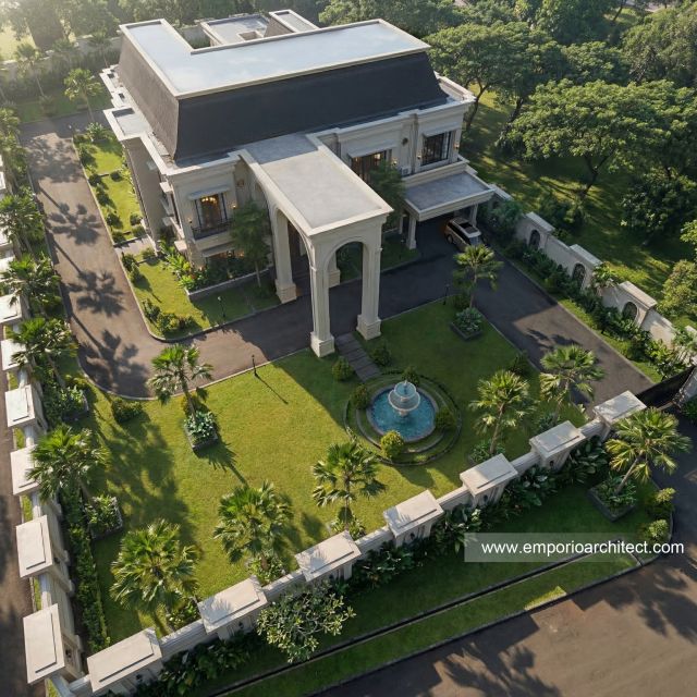 Desain Tampak Depan Rumah Klasik 2 Lantai Ibu MN di Aceh