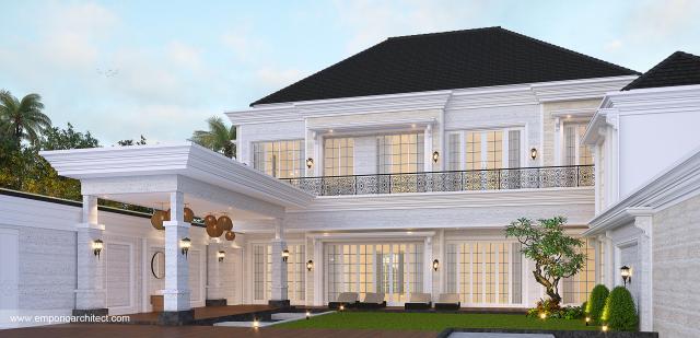Desain Tampak Belakang Rumah Klasik 2 Lantai Bapak Amin dan Ibu Lilis di Medan