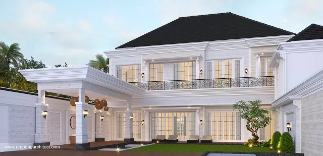 Desain Tampak Belakang Rumah Klasik 2 Lantai Bapak Amin dan Ibu Lilis di Medan