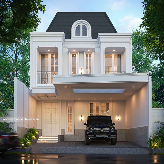 Desain Tampak Depan 2 Rumah Klasik 2 Lantai Bapak ASD di Depok Desain Tampak Depan 2 Rumah Klasik 2 Lantai Bapak ASD di Depok