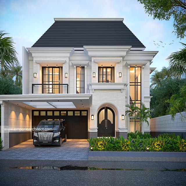 Desain Tampak Depan 3 Rumah Klasik 2 Lantai Bapak RNL di Jakarta Timur