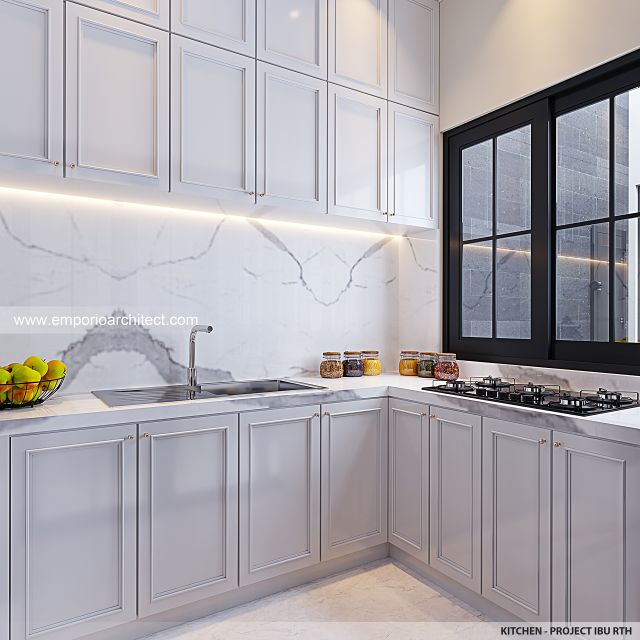 Desain Dapur Rumah Klasik 2 Lantai Ibu RTH di Pondok Cabe, Tangerang Selatan