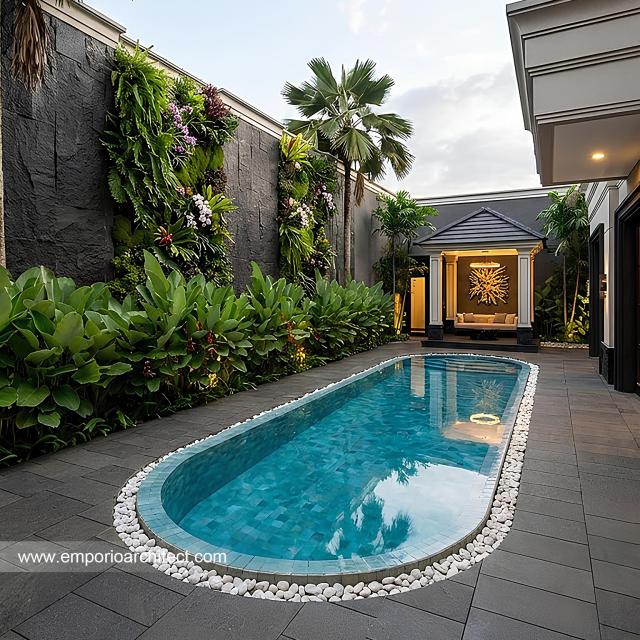 Desain Tampak Detail Belakang Rumah Klasik 2 Lantai Bapak INR dan Ibu NBL di Jakarta Timur