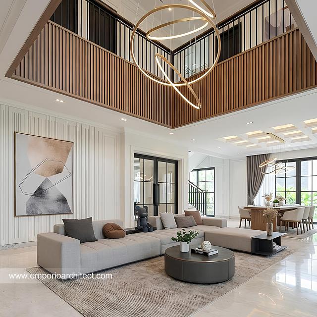 Desain Ruang Keluarga Rumah Klasik 2 Lantai Bapak INR dan Ibu NBL di Jakarta Timur