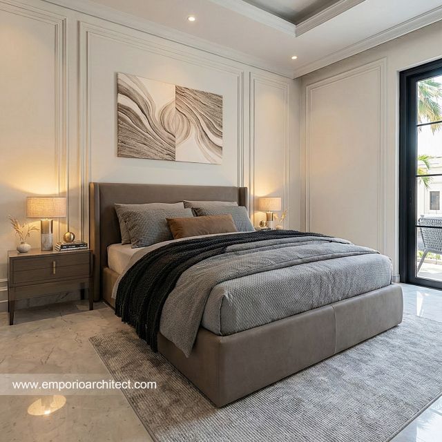 Desain Kamar Tidur Utama Rumah Klasik 2 Lantai Bapak INR dan Ibu NBL di Jakarta Timur