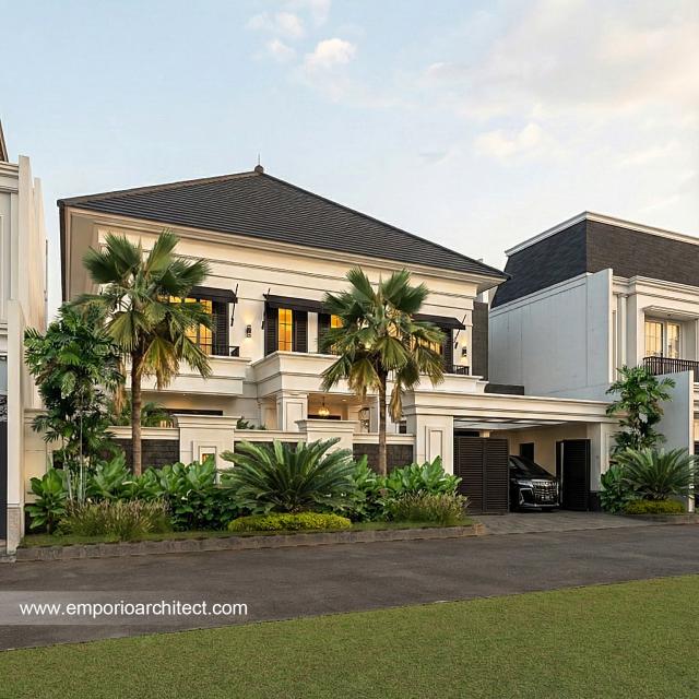 Desain Tampak Depan 3 Rumah Klasik 2 Lantai Bapak INR dan Ibu NBL di Jakarta Timur