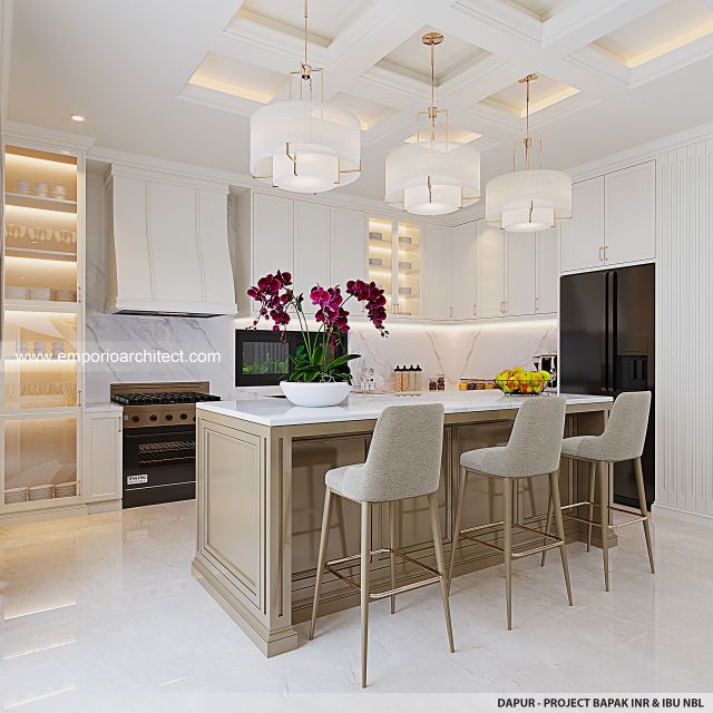Desain Dapur Rumah Klasik 2 Lantai Bapak INR dan Ibu NBL di Jakarta Timur