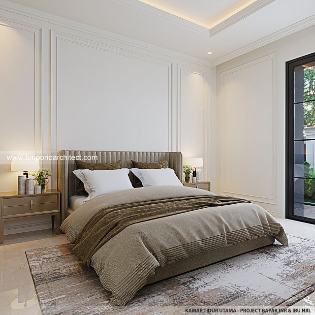 Desain Kamar Tidur Utama Rumah Klasik 2 Lantai Bapak INR dan Ibu NBL di Jakarta Timur