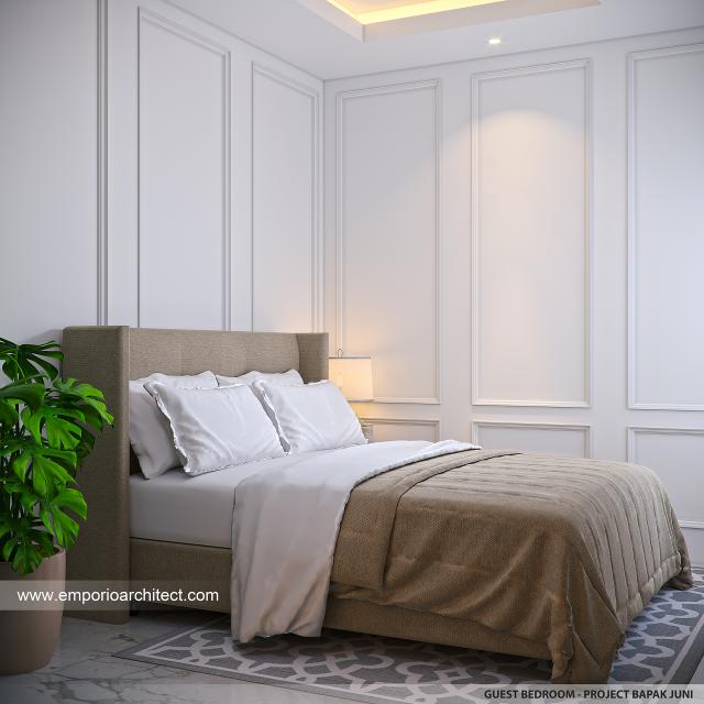Desain Kamar Tidur Tamu Rumah Klasik 2 Lantai Bapak Juni di Jakarta Selatan