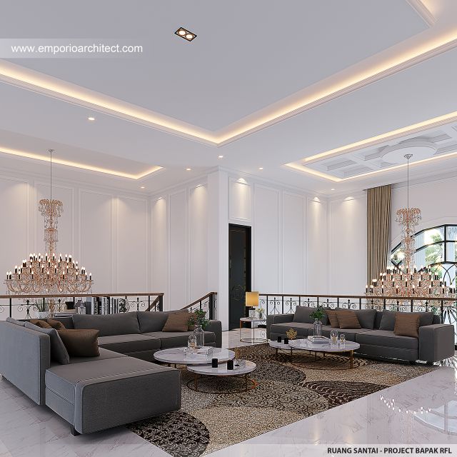 Desain Ruang Santai Rumah Klasik 2 Lantai Bapak RFL di Samarinda