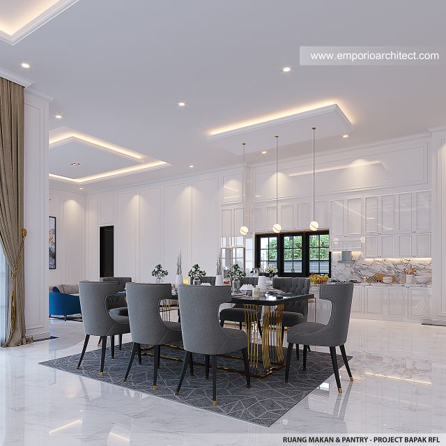 Desain Ruang Makan dan Pantry Rumah Klasik 2 Lantai Bapak RFL di Samarinda