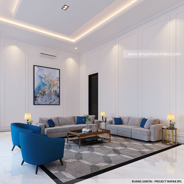 Desain Ruang Santai Rumah Klasik 2 Lantai Bapak RFL di Samarinda