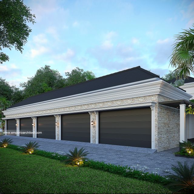 Desain Garasi Rumah Klasik 2 Lantai Bapak RFL di Samarinda