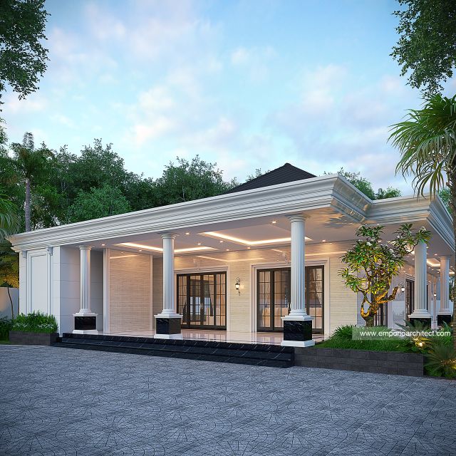 Desain Tampak Samping Aula 2 Rumah Klasik 2 Lantai Bapak RFL di Samarinda