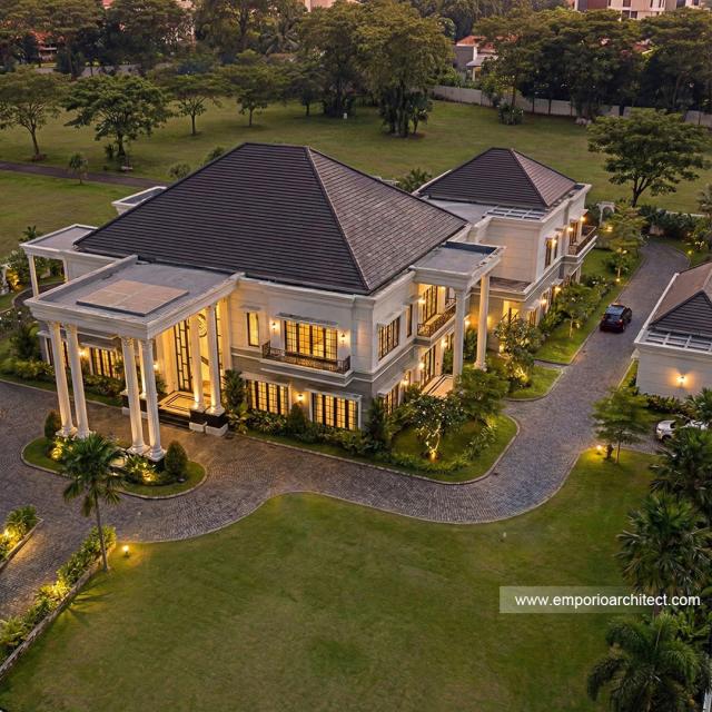 Desain Tampak Depan 2 Rumah Klasik 2 Lantai Bapak RFL di Samarinda